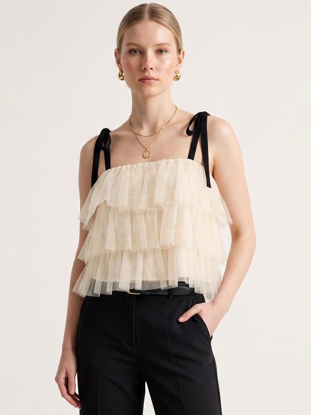 Sunday in Brooklyn Tie-Strap Tank NWT | Anthropologie | Ivory Tulle